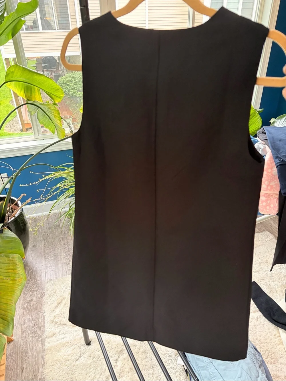 J. Crew Black Button-Front Sleeveless Shift Dress with Wooden Buttons